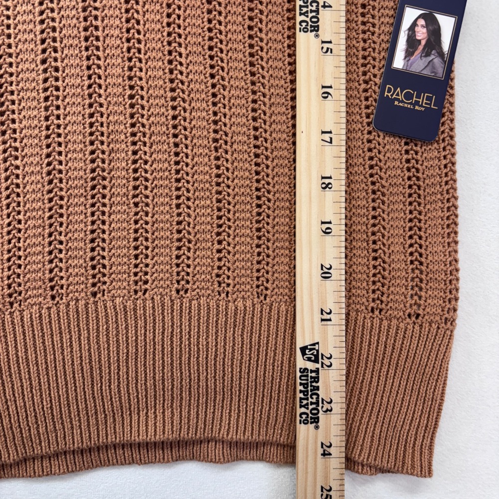 RACHEL Rachel Roy Women's Top Medium New Brown Knit‎ V-Neck Puff Sleeve Sweater - Picture 6 of 11
